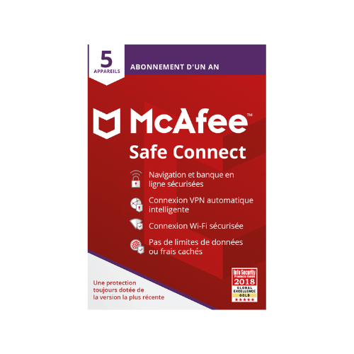 McAfee Safe Connect VPN, Sécurité et protection de la confidentialité sur Internet, 5 appareils 1an 2022