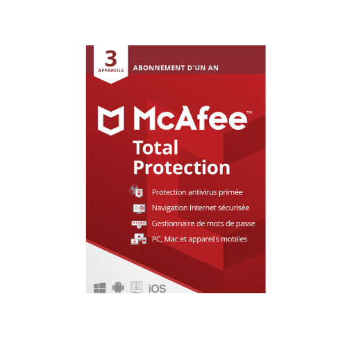 McAfee Total Protection Antivirus et sécurité Internet, 3 appareils