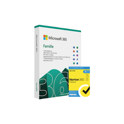 Offre groupée à prix réduit : Microsoft 365 Family+Norton Security Deluxe